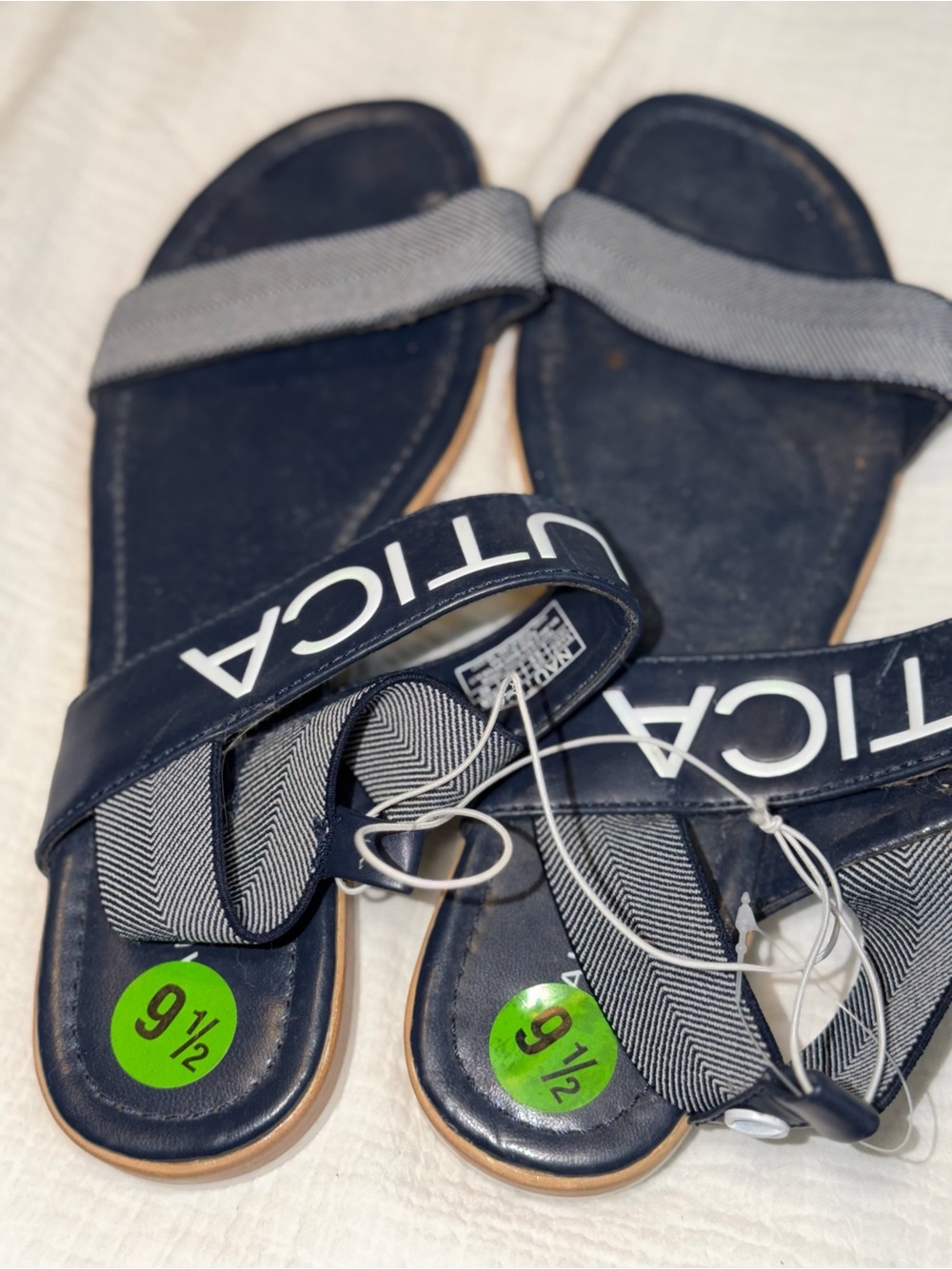 Tropical Navy Blue Slide Sandals with Adjustable Straps